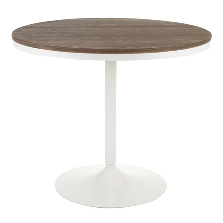 LUMISOURCE Dakota Dining Table in White Metal and Brown Bamboo DT-DKTA WBN